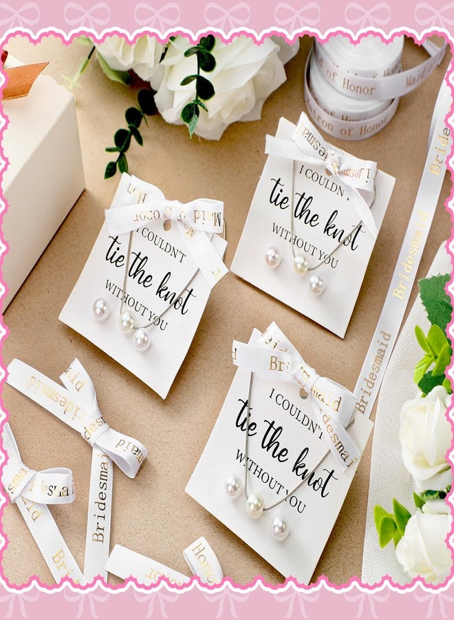 Highergo 8 Set Bridesmaid Proposal Gifts 8 Pcs Silver Pearl Necklaces 8 Pairs Earrings Wedding Bridesmaid Proposal I Couldn't Tie a Knot Without You Wedding Bridesmaids Jewelry Gifts - Image 4